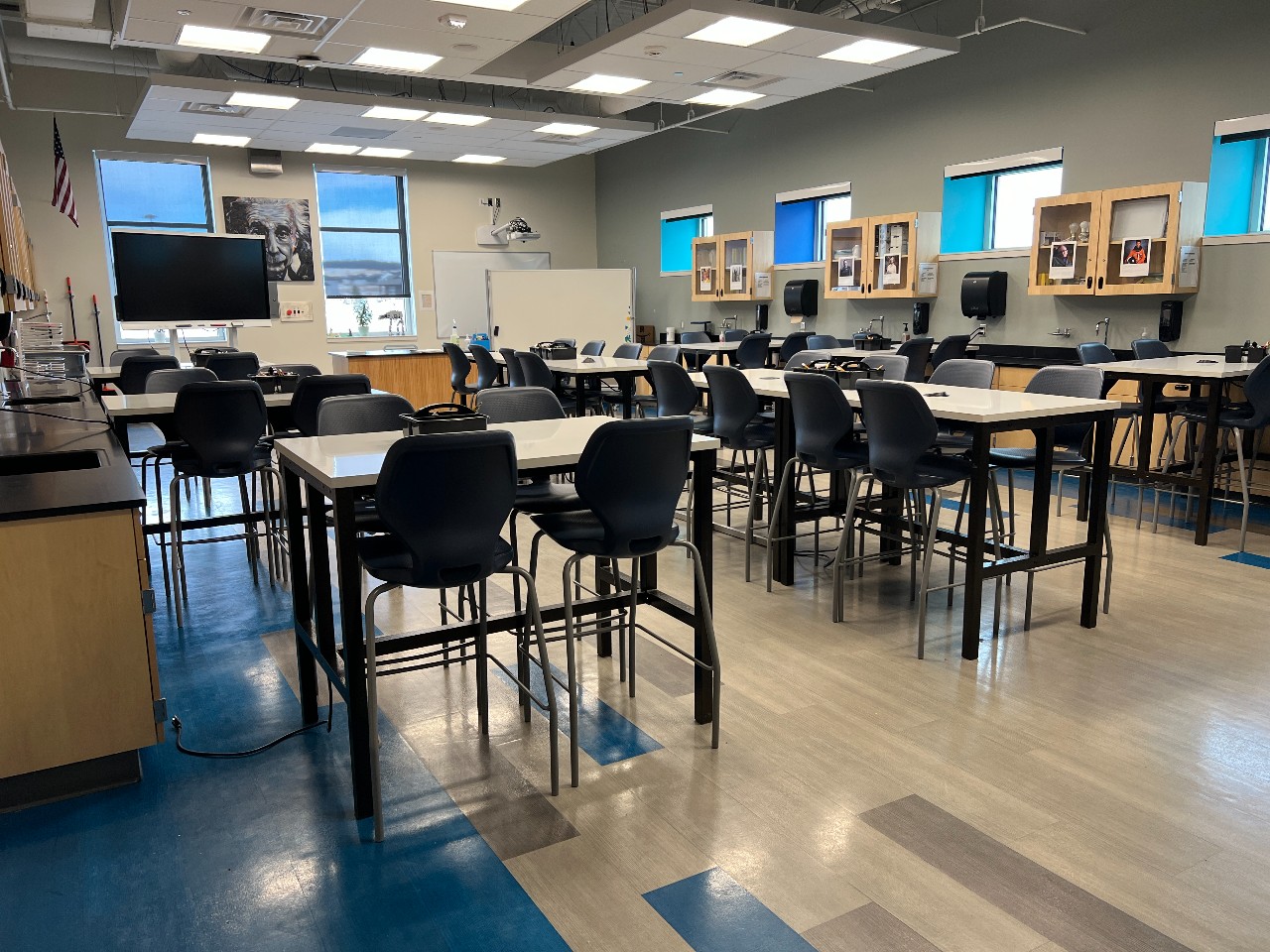 A lab classroom at Village Middle School.